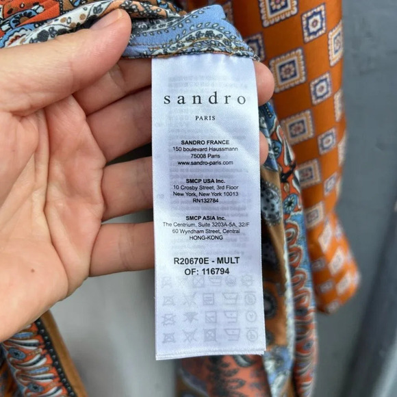 Sandro Paris Paisley Scarf Dress, size 34 - Picture 7 of 12